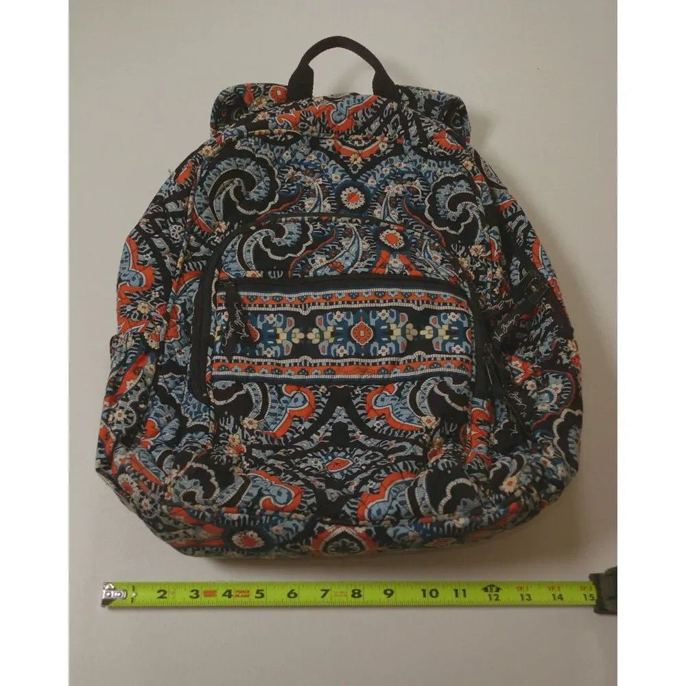 Vera Bradley Marrakesh Quilted Cotton Backpack School Travel Blue Orange